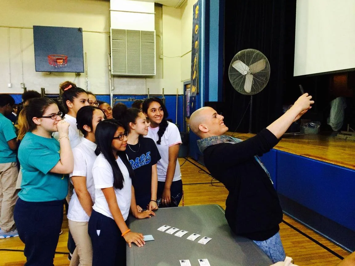A selfie with the middle schoolers of PS 13 Benjamin Franklin in Elizabeth, NJ for Career Day