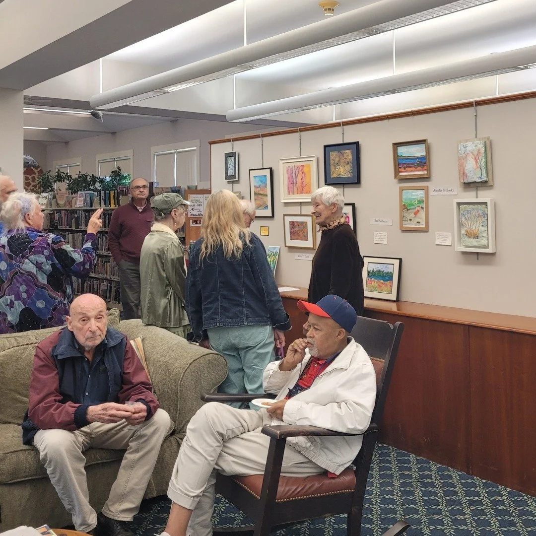 We had a lovely turnout for our October art wall opening reception, featuring a group show of local artists. Their work will be on view through the end of October. Stop by during any of our open hours to see a variety of artistic expression. Pieces a