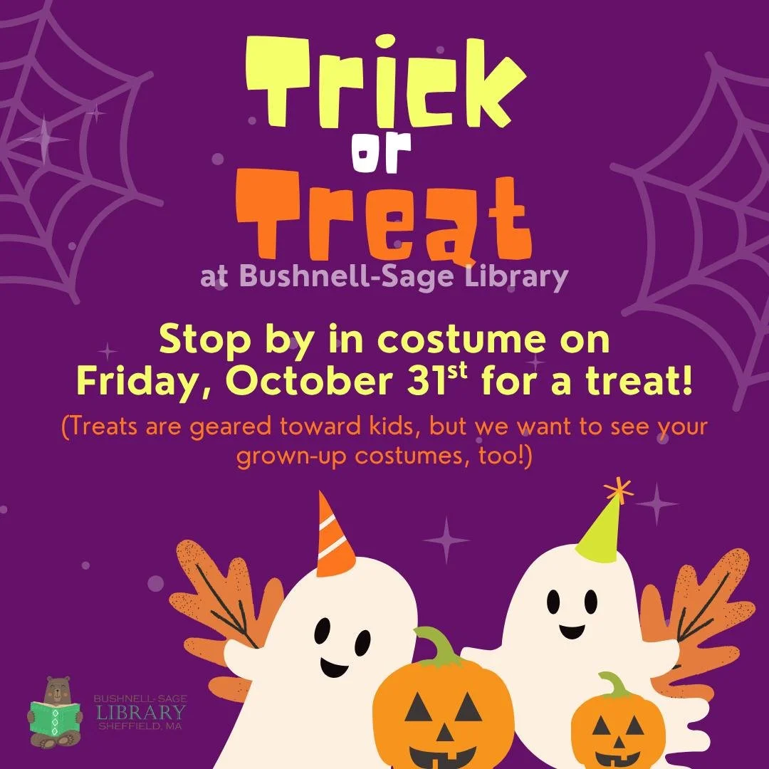 Stop by anytime tomorrow (Friday, October 31st) to show us your costume and get a treat! Non-candy treats are geared towards kids (books and such), though we want to see grown-up costumes, too.