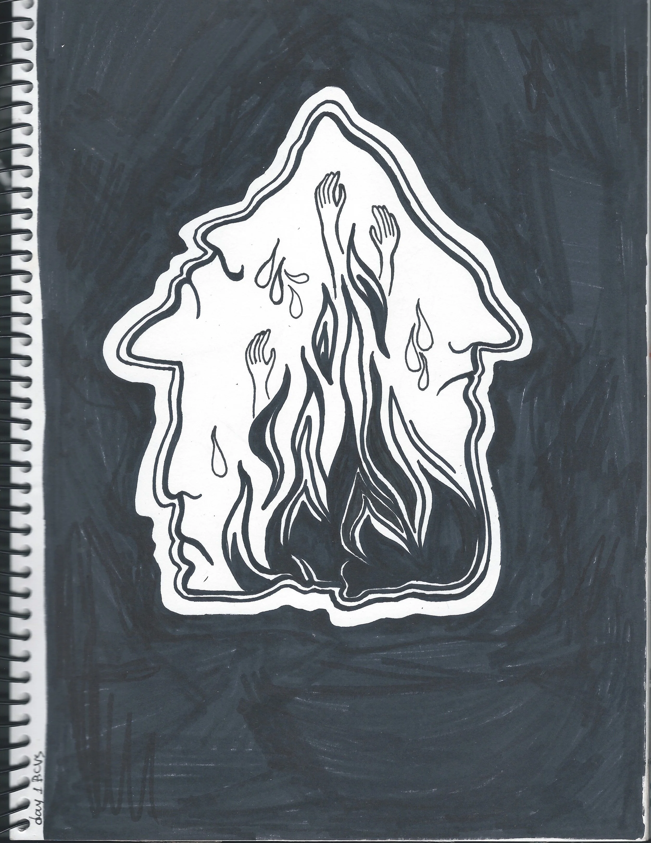 mental illness anxiety abuse faces burning art rivka korf.jpeg