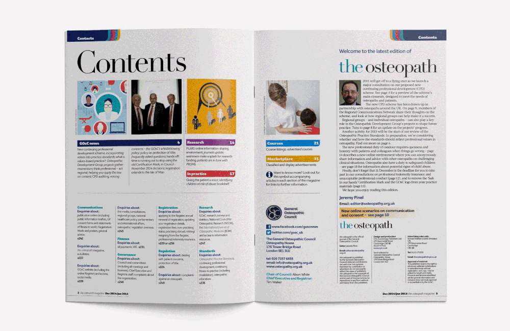 The Osteopath — Graphic design for print and online