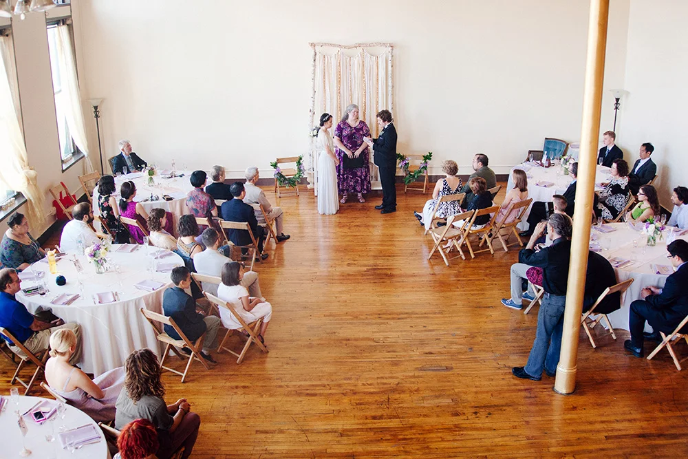 Creativo Loft banquet seated ceremony for a small wedding in Chicago