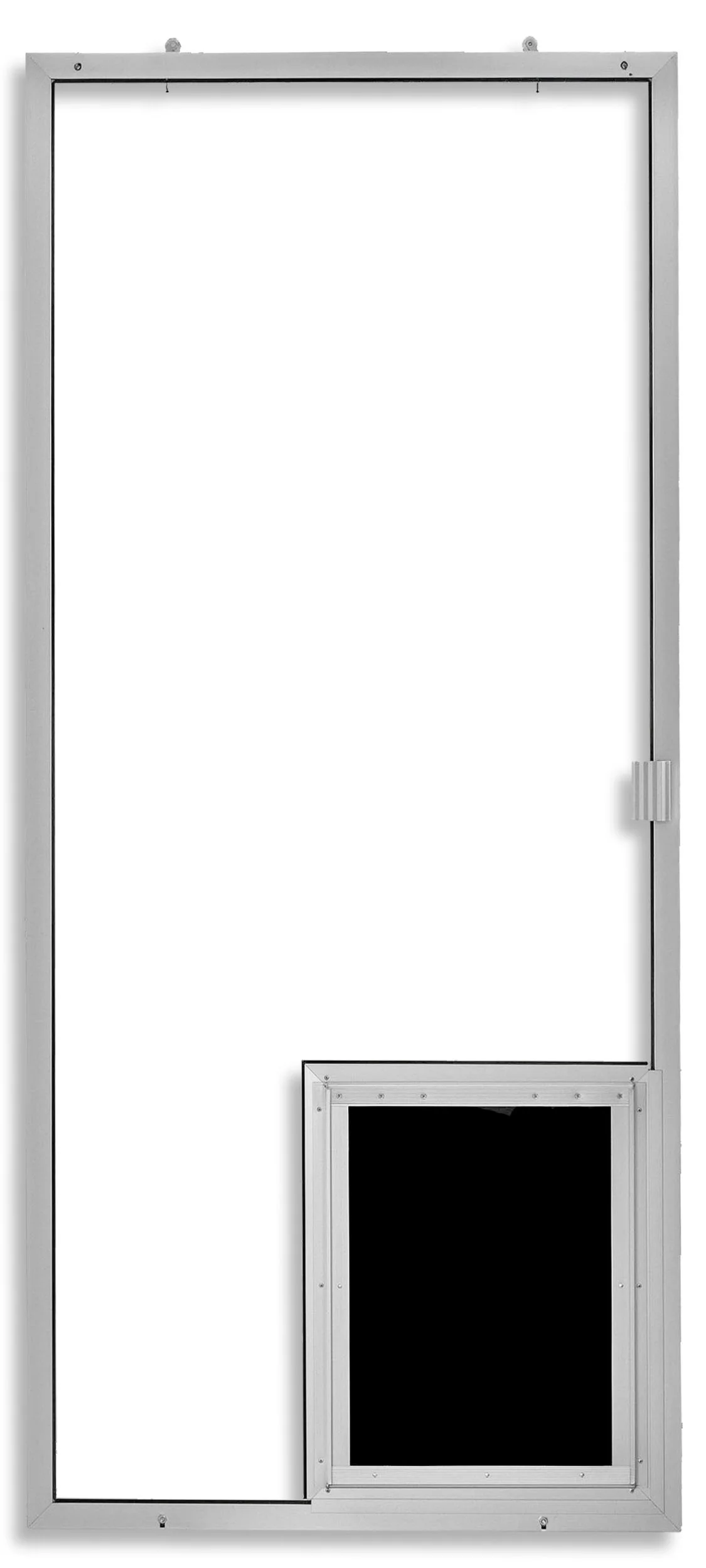 1-3/4 with X-Large Pet Door Installed in Clear Anodize