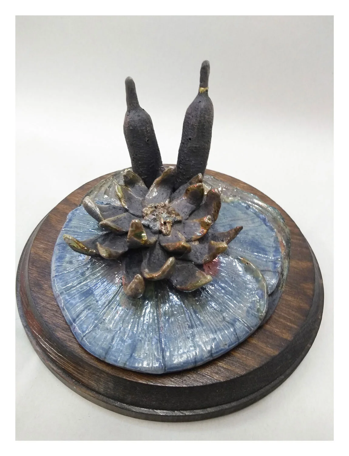 Raku stoneware sculpture “Water Lilies”