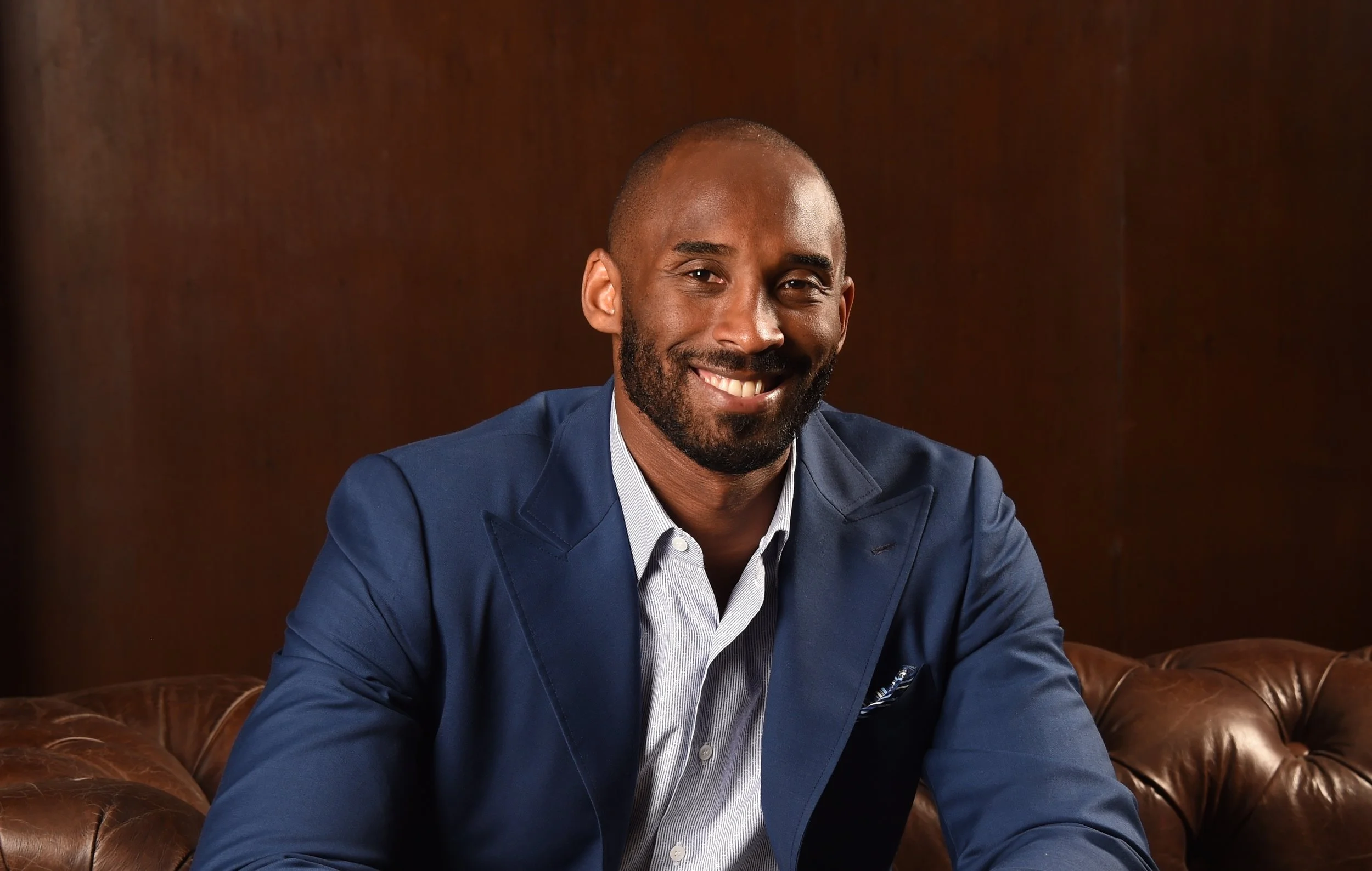 MALIBU, CA-AUGUST 16: Kobe Bryant and Jeff Stibel pose for a portrait at Dun & Bradstreet on August 16, 2016 in Malibu, California. (Photo by Andrew D. Bernstein/Bernstein Associates, Inc.