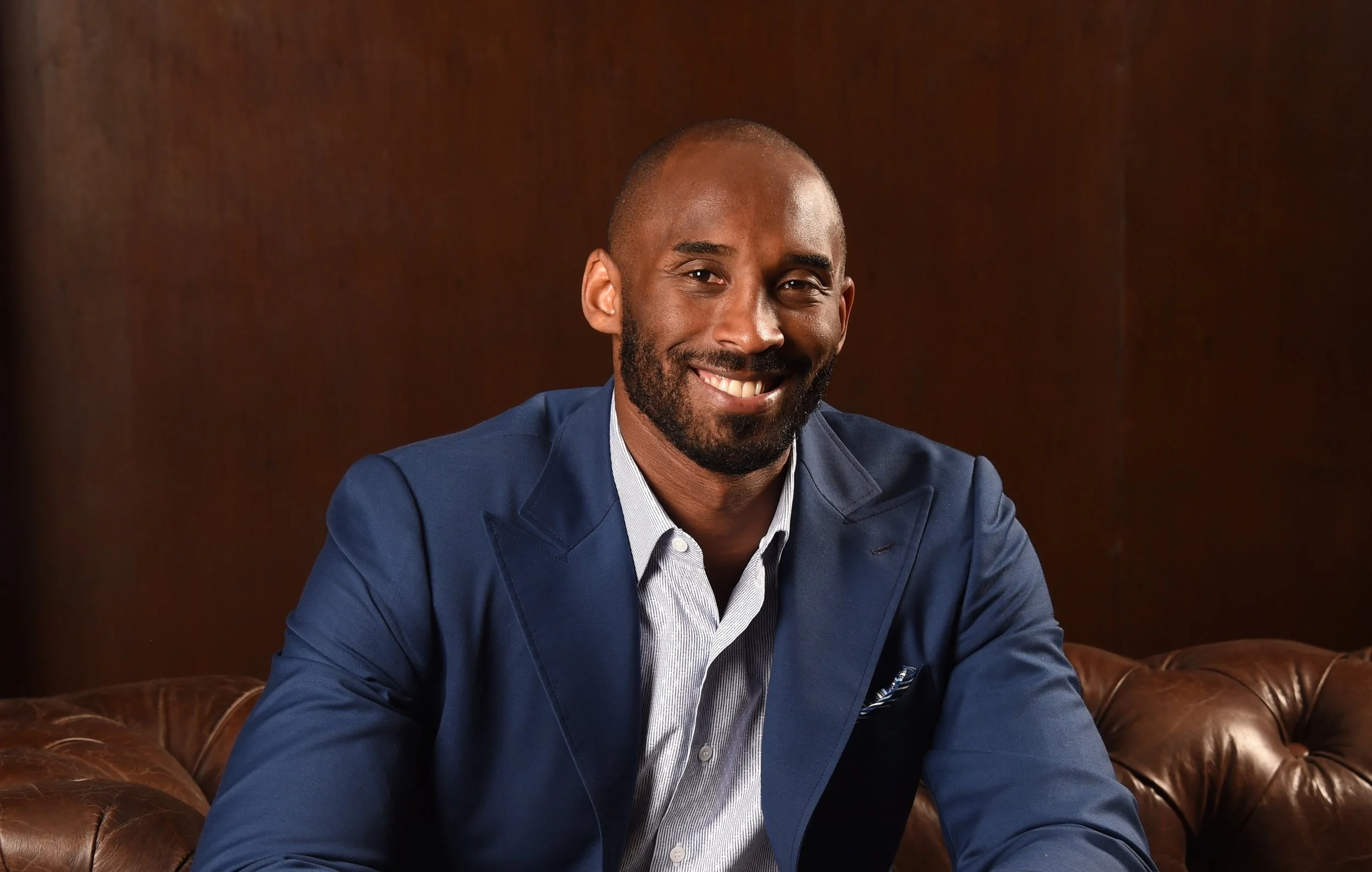 MALIBU, CA-AUGUST 16: Kobe Bryant and Jeff Stibel pose for a portrait at Dun & Bradstreet on August 16, 2016 in Malibu, California. (Photo by Andrew D. Bernstein/Bernstein Associates, Inc.