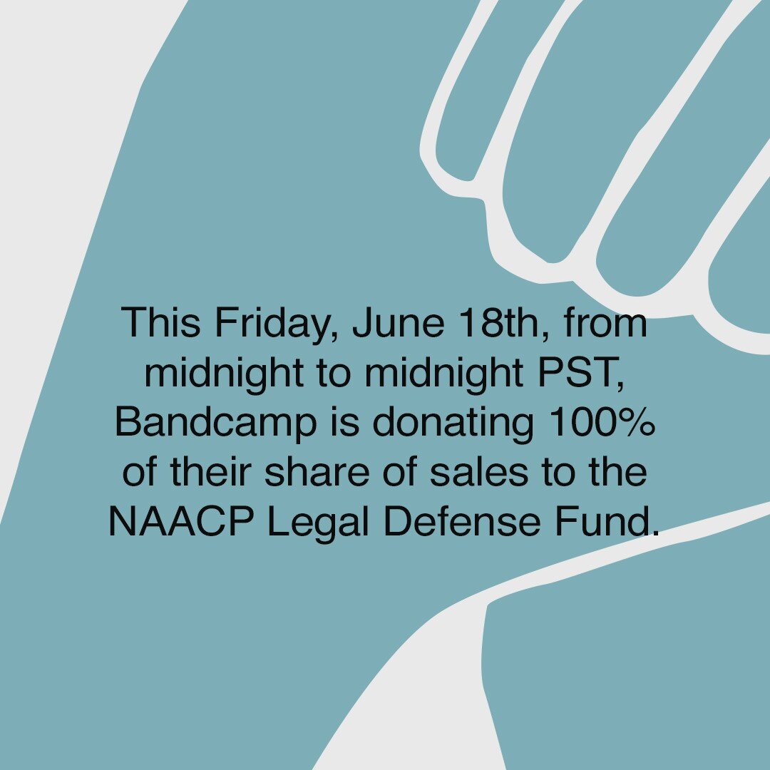 It's @bandcamp  Friday and in honor of #juneteenth , they are donating their share of sales to the @naacp  legal defense fund. Come and join us and be part of something great today ✊🏿
.
.
.
.
.
#bandcampfriday  #naacp #civilrights #blacklivesmatter 