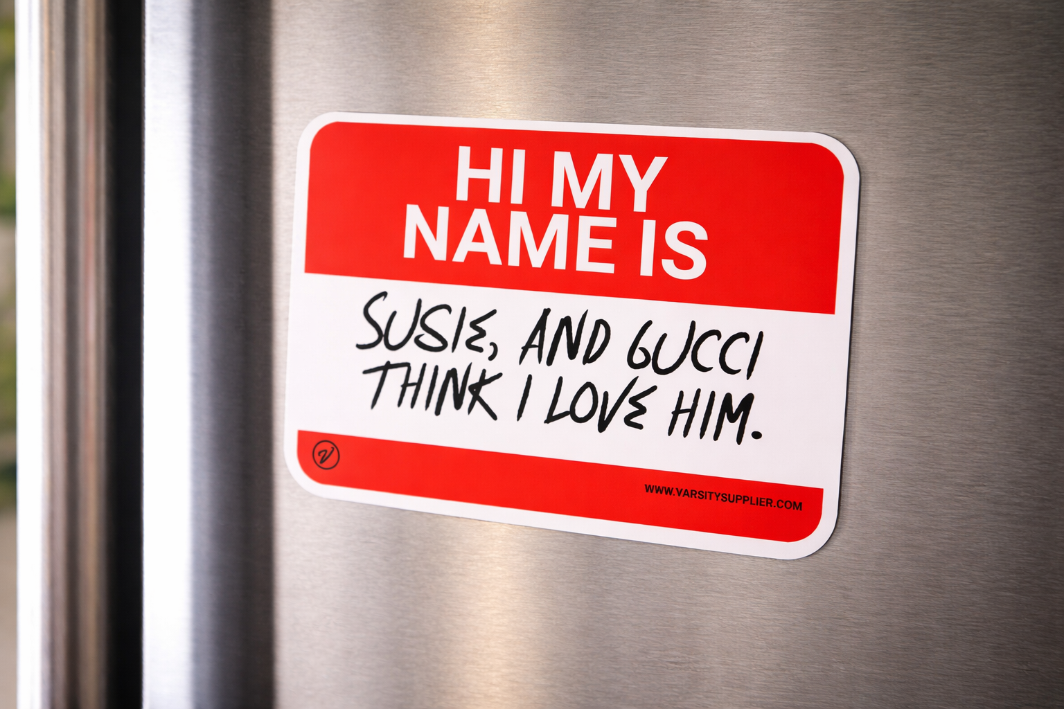 Humorous name tag on fridge.png
