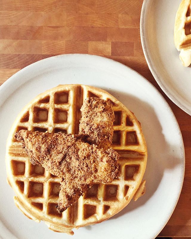 Chicken &amp; waffles this morning at the inn using the @kenjilopezalt chick-fil-esque recipe. All the deliciousness, none of the awfulness 👌🏻