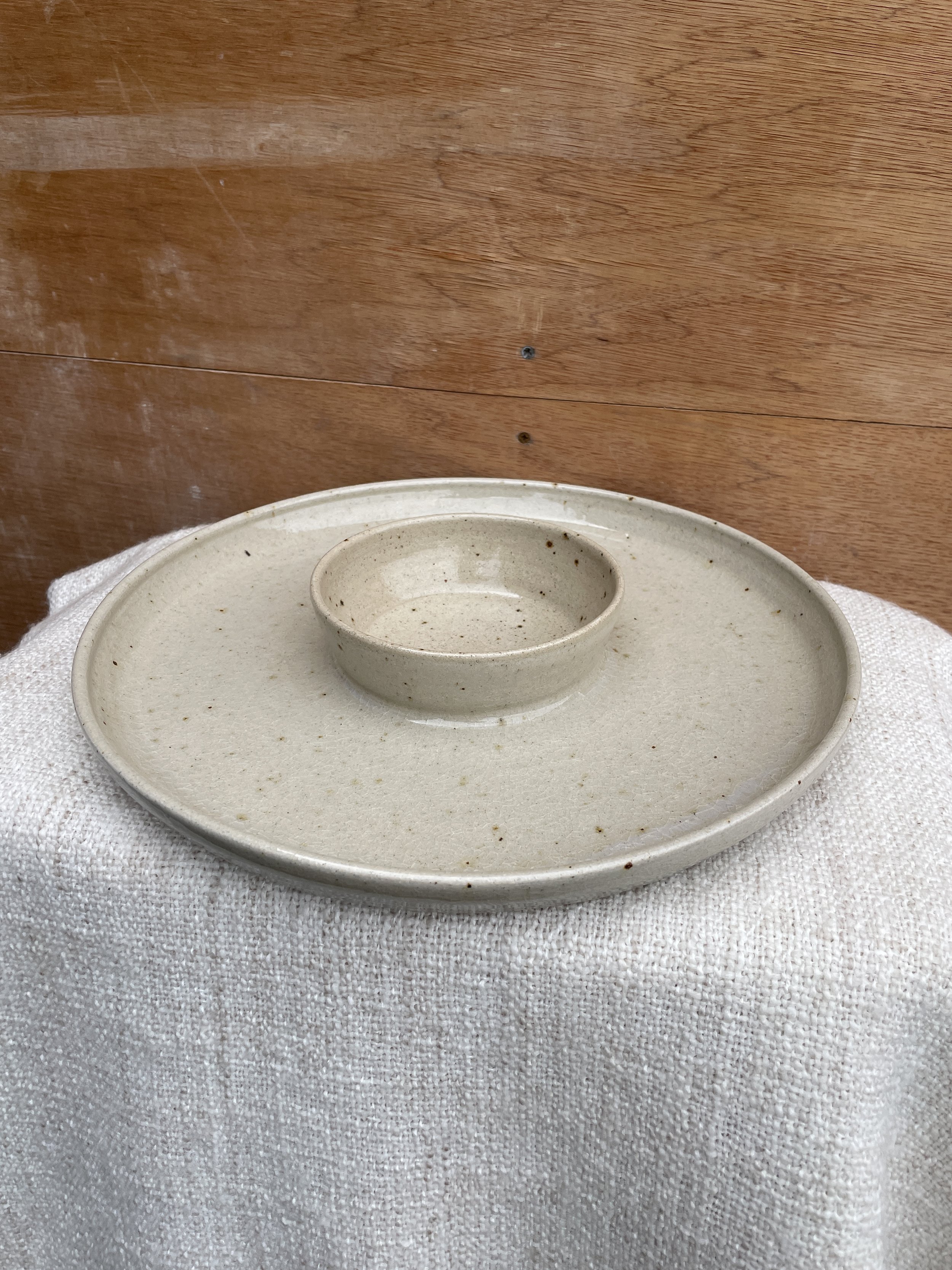 Clear Glaze Large Chip & Dip Plate