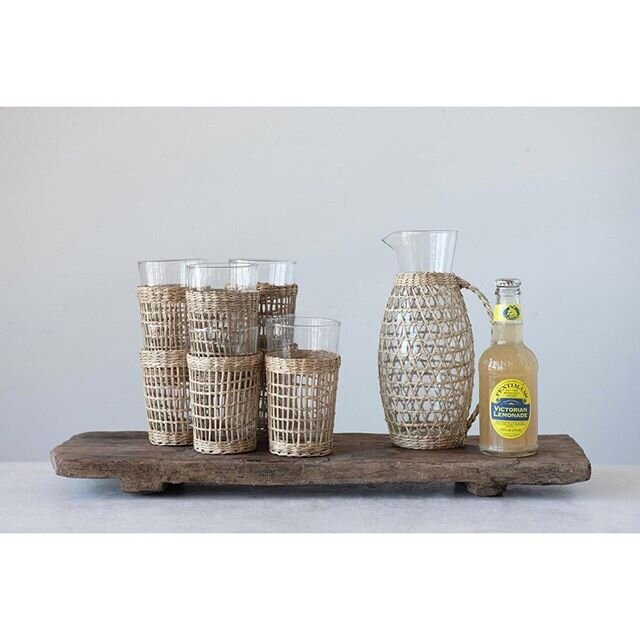 Upgrade your margarita game with this adorable seagrass wrapped pitcher $25 only 4 left! Pick up available today