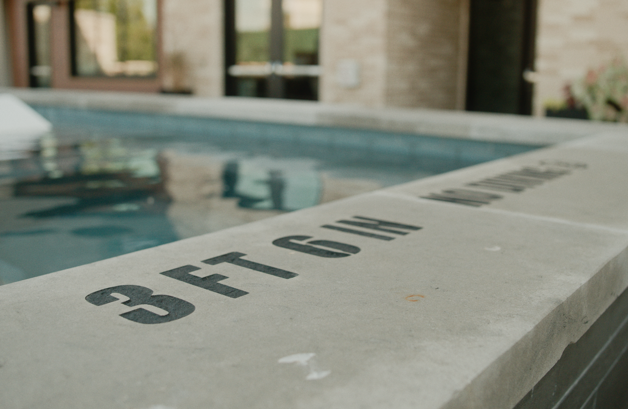 sandblasted pool depth markers