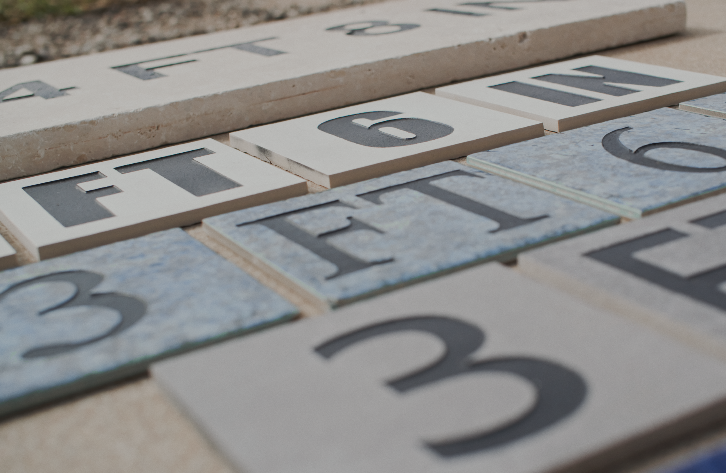 sandblasted depth makers on pool tile