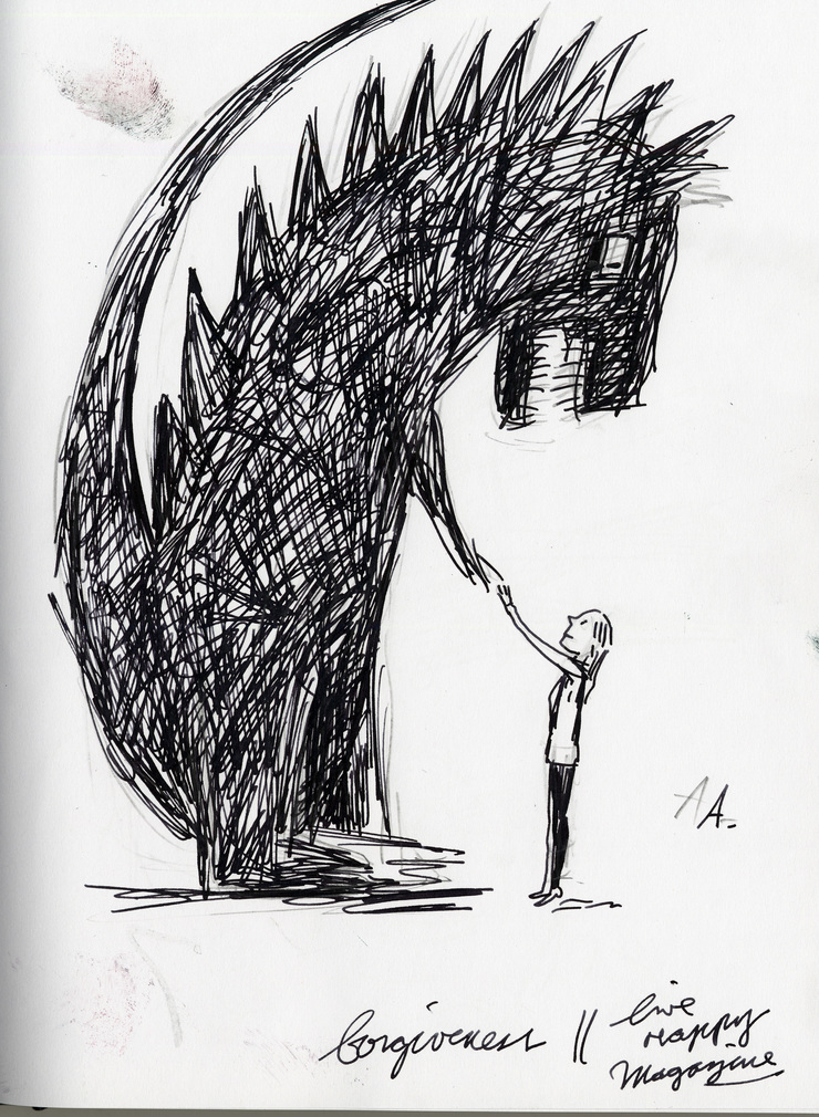This was a sketch for Live Happy, about forgiveness & the destructiveness of carrying a grudge