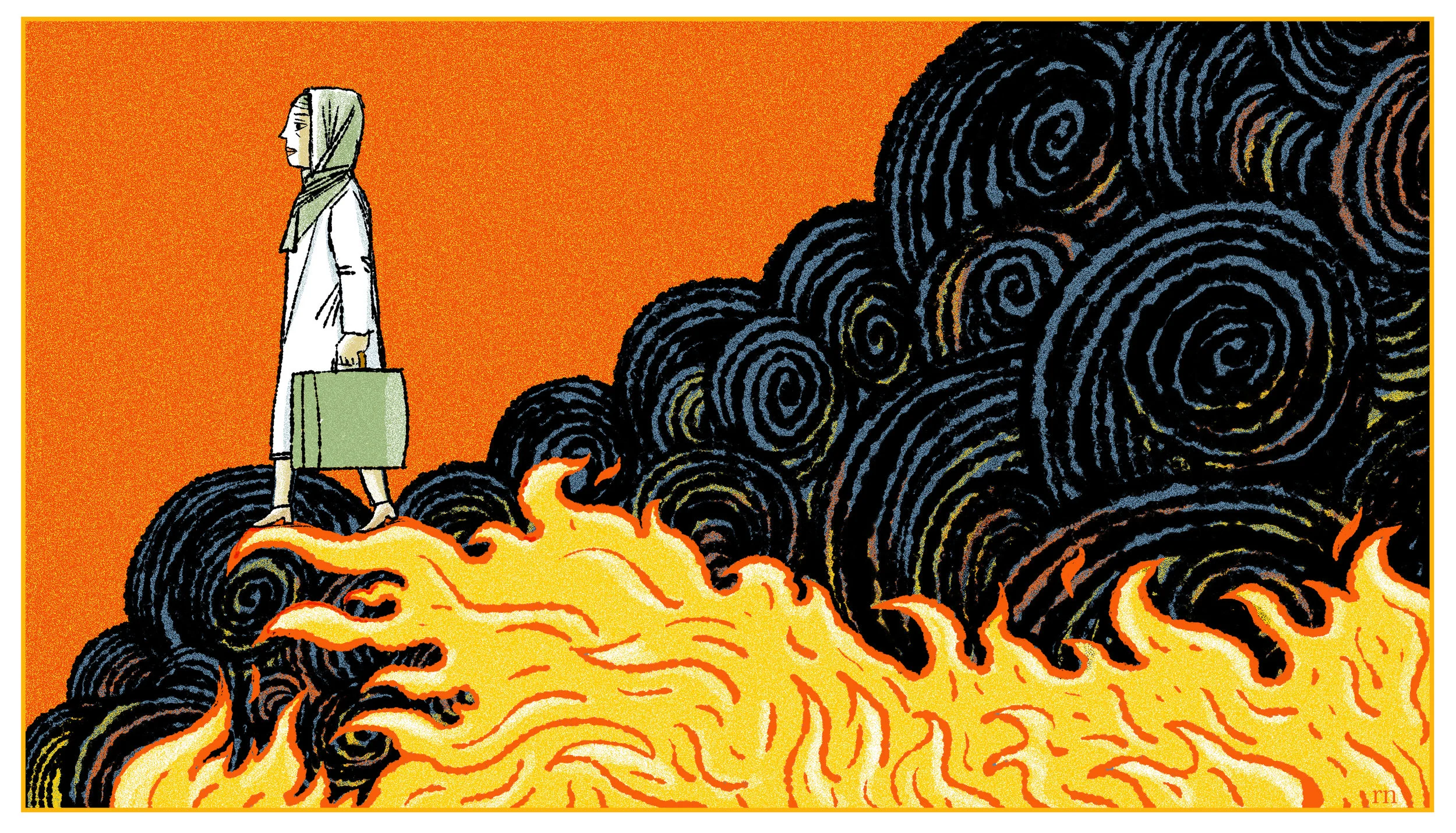 This was for Science Magazine, a weekly column I do on first person career stories. This was about a woman scientist fleeing Syria after a brave and prolonged effort to stay. Lot's of fun with Kyle's runny inkers...