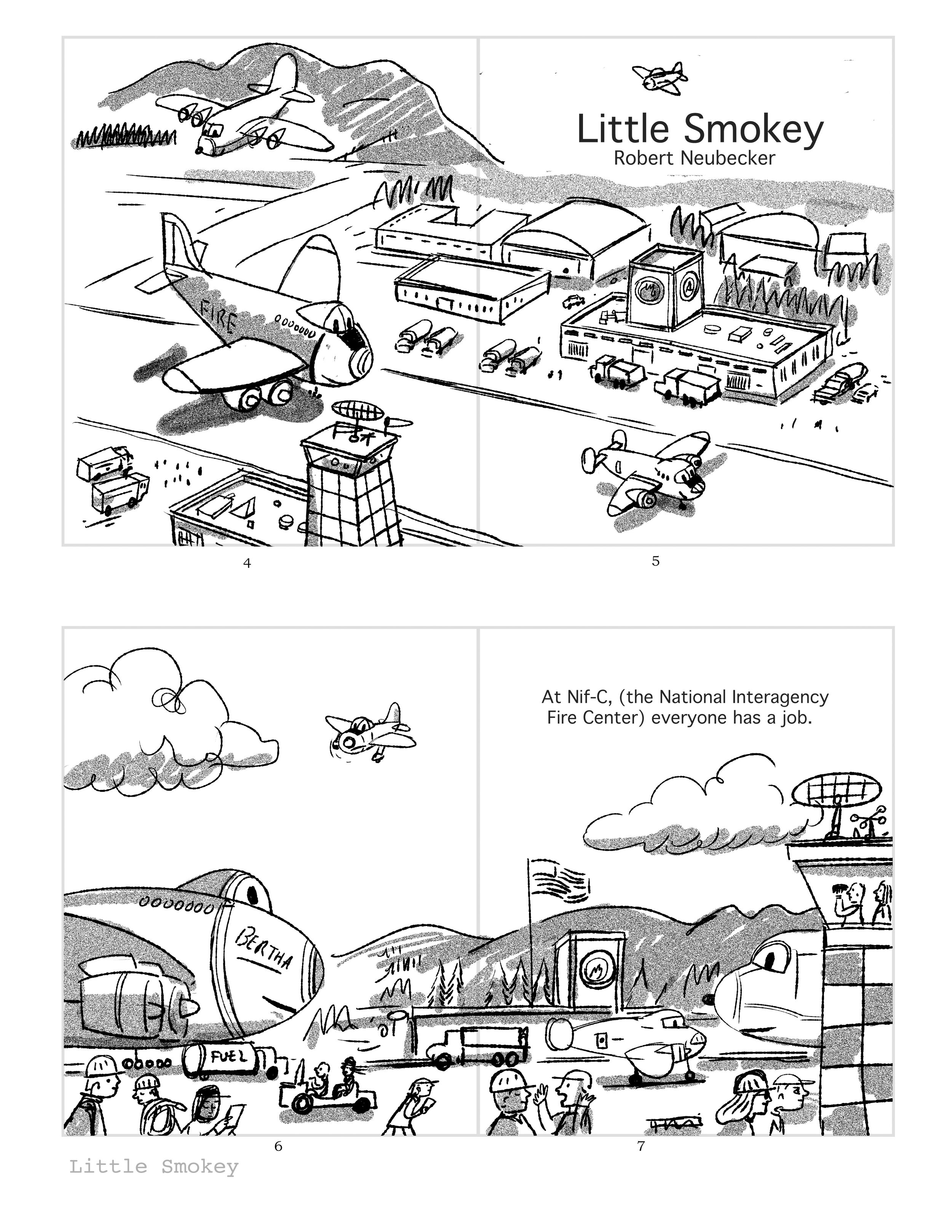  Preliminary sketches- laying out the book. I always put in the words to organize the flow, usually an earlier draft as I work at perfecting the phrasing as the  drawings and layout come together. 