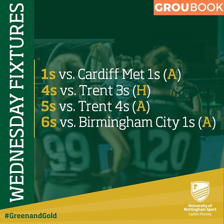 Today&rsquo;s fixtures🏑 #BUCSWednesdays 

Good luck to all of our teams playing today!! 💚💛 And we only have 1 home game:

14:30 PB (DRSV) - Ladies 4s vs. Trent 3s