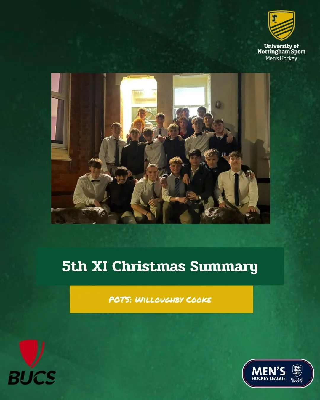 🎅Christmas Summary🎅

A huge start to the season for the men&rsquo;s 5s, pushing for the title in their BUCS league and top of the league on a weekend! Hopefully the boys can carry on the momentum over the second half of the season 💚💛
@uonsport