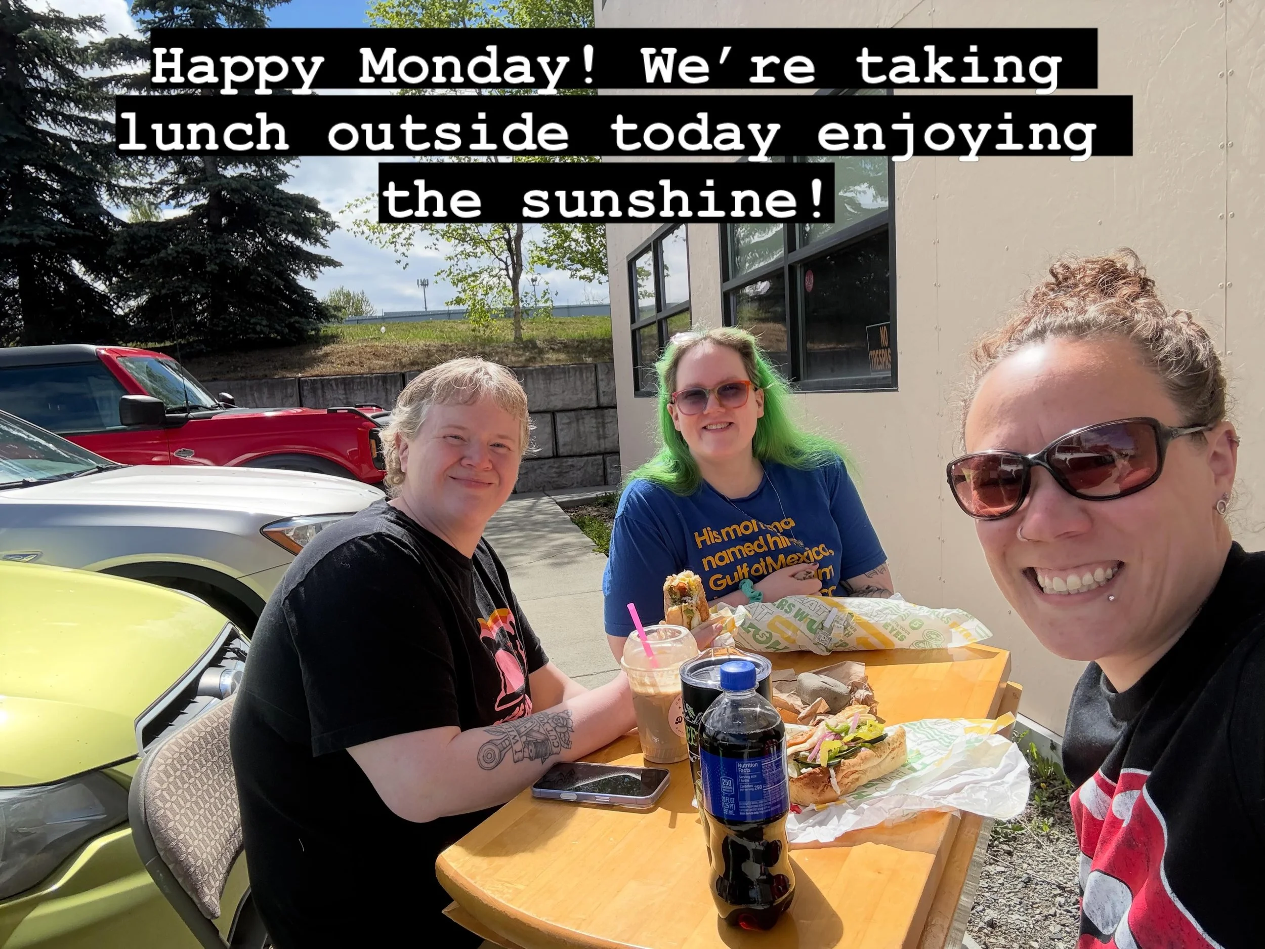 It&rsquo;s finally summer in Alaska! We&rsquo;re enjoying the sunshine by eating our lunch outside today! 

Spent the morning working away on quilts and now we&rsquo;re rewarding ourselves with some vitamin D!

#alaskalongarmquilter #doodlequiltingst