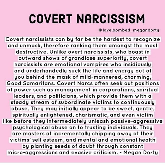A very interesting pathology... particularly when they are in positions of power such as spiritual teachers or healers.. thanks @love.bombed_megandorty