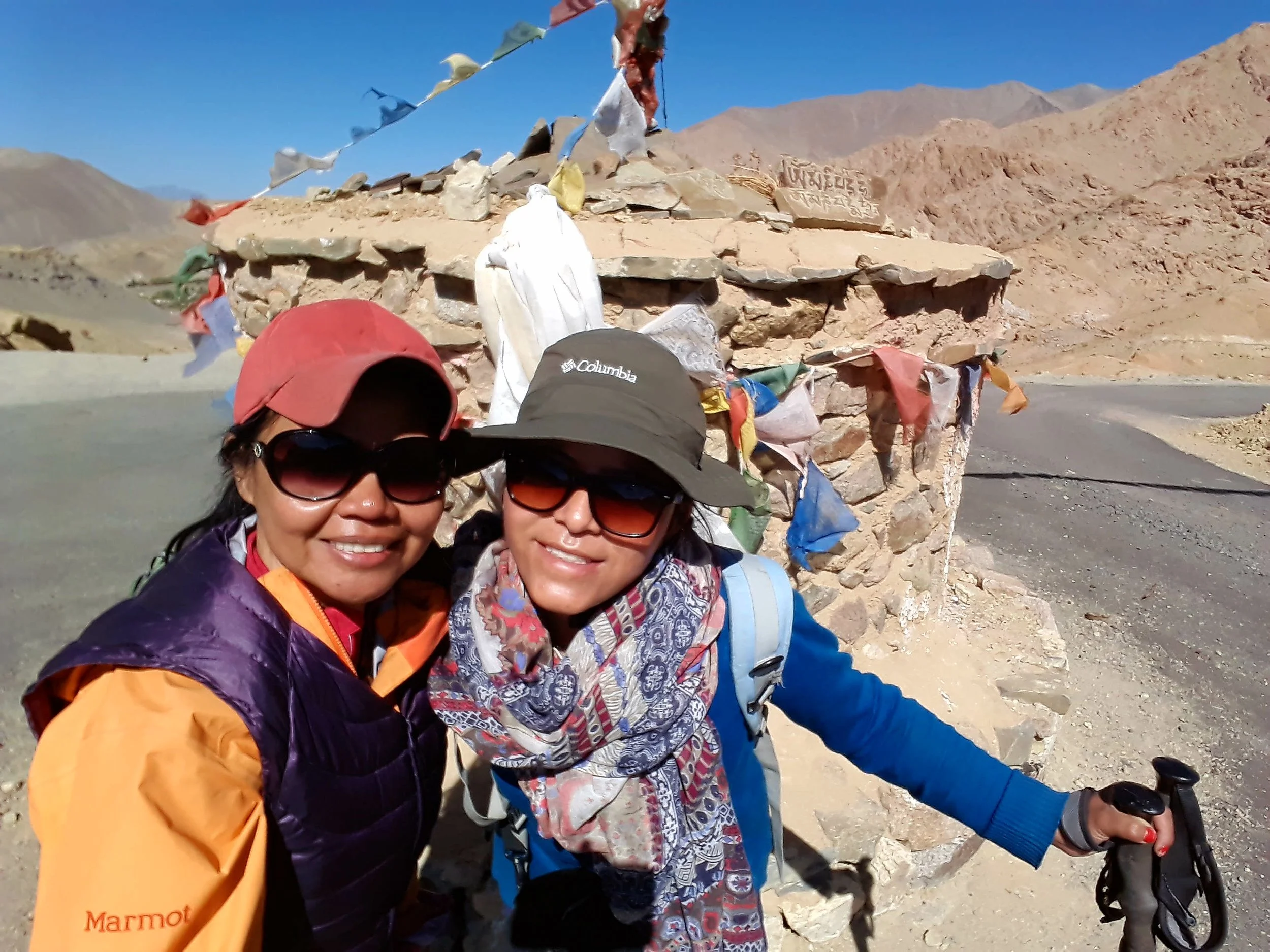 Trekking with one of the female guides.
