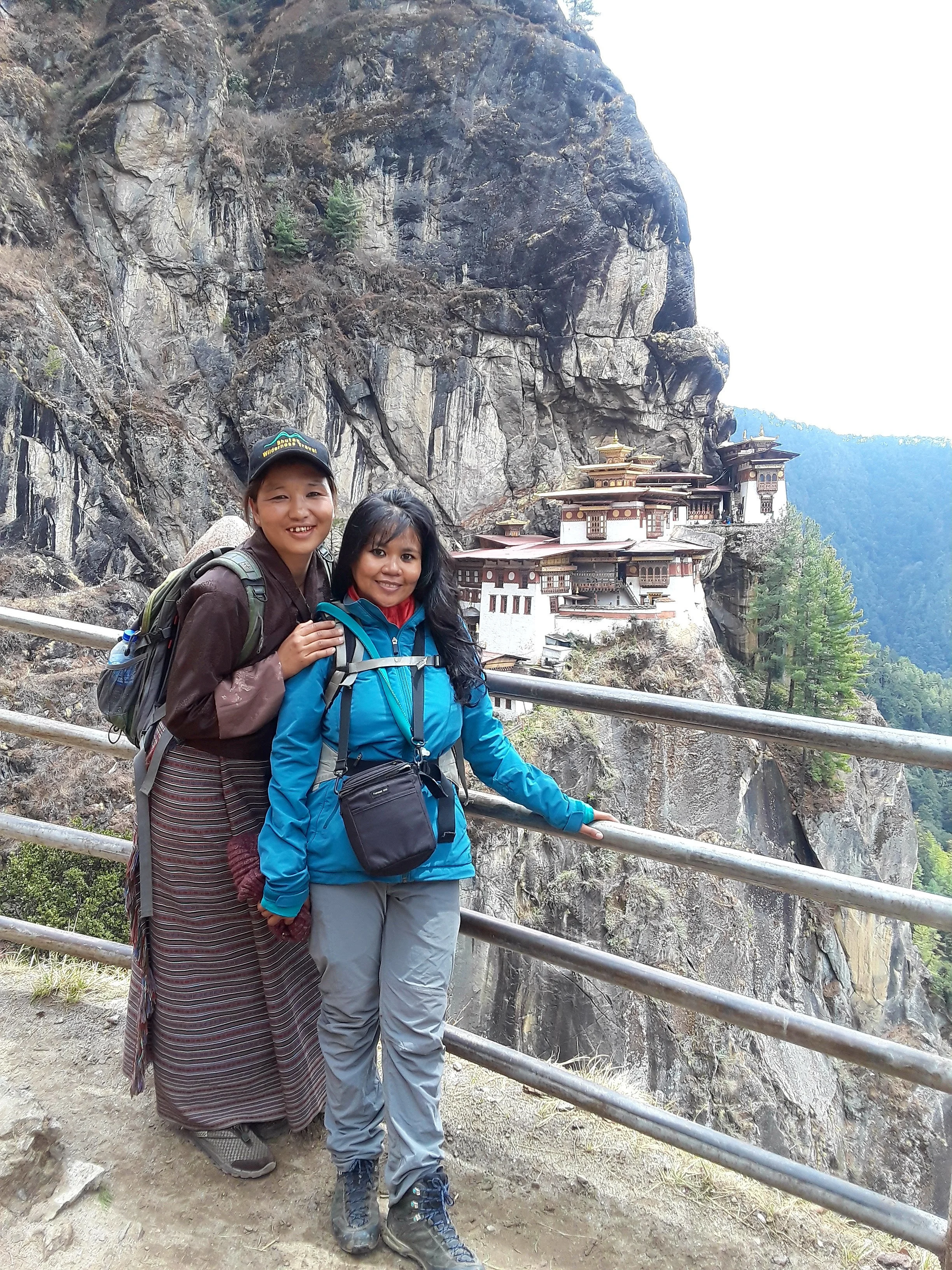 Dawa and I hiking up Tiger's Nest.