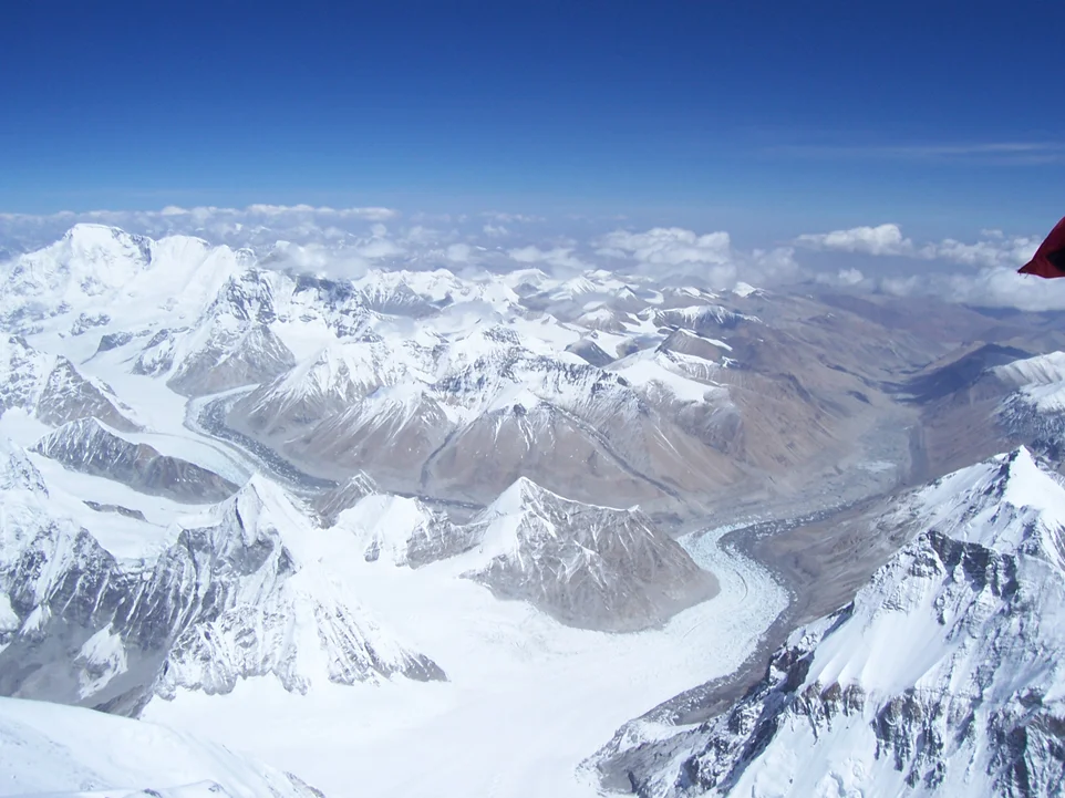 The view from the summit of Everest.