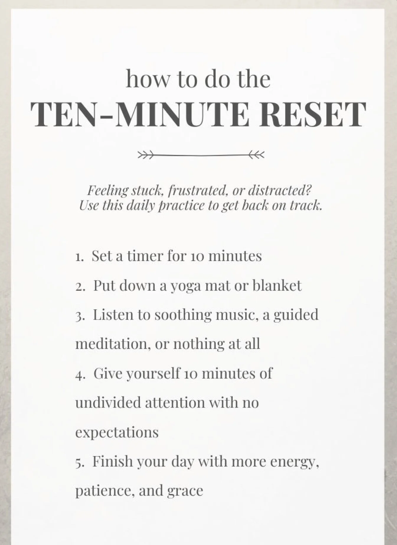 10 Minute Reset
