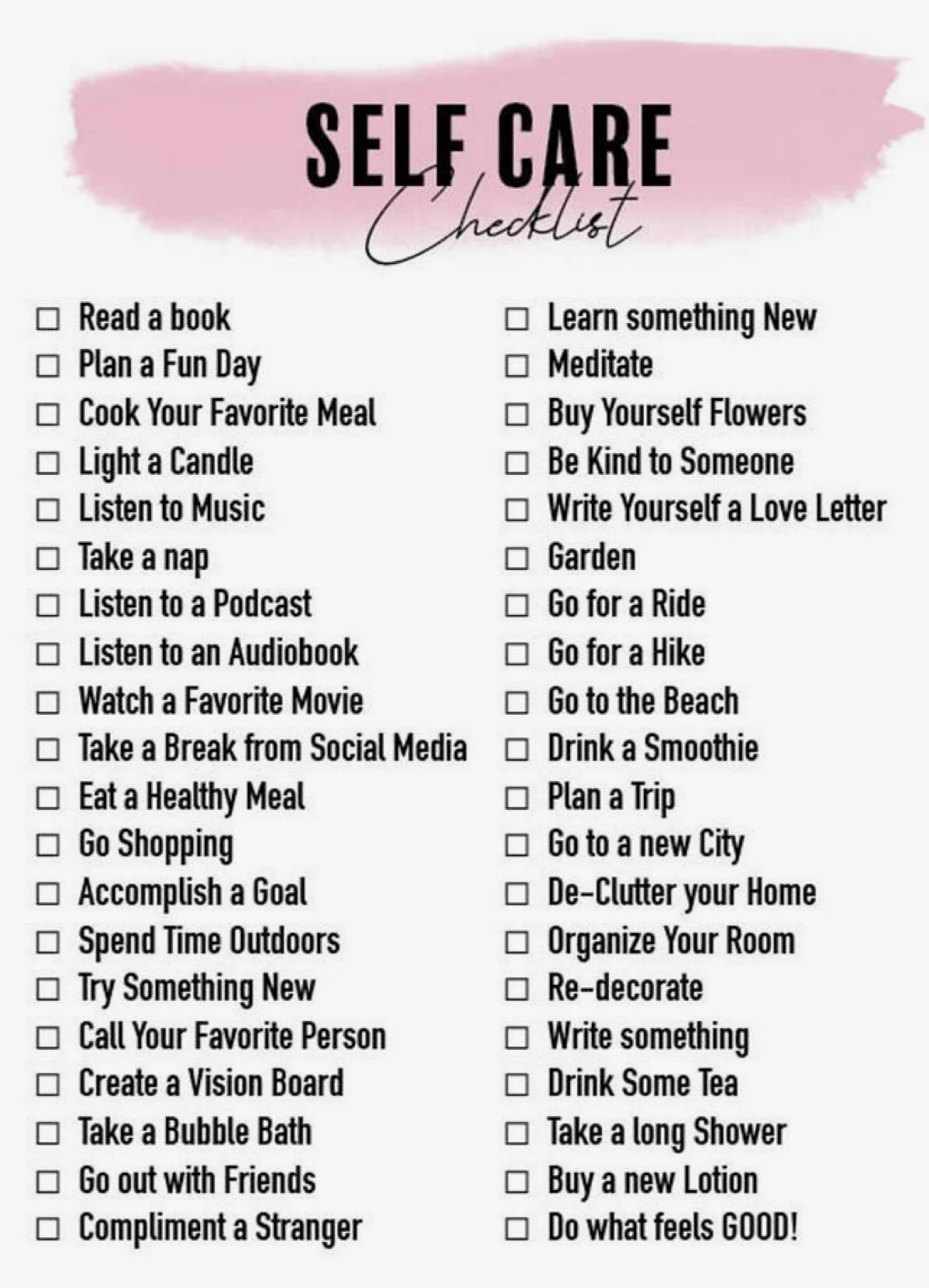 Self Care Checklist