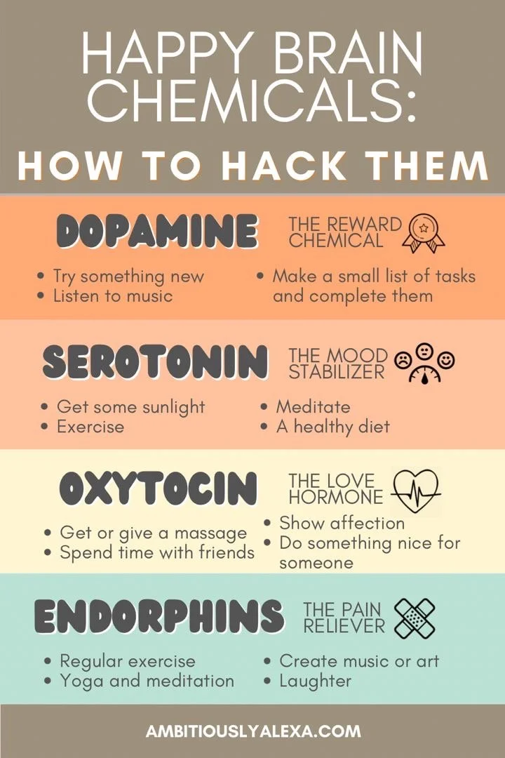 Happy Brain Chemicals: How to Hack Them