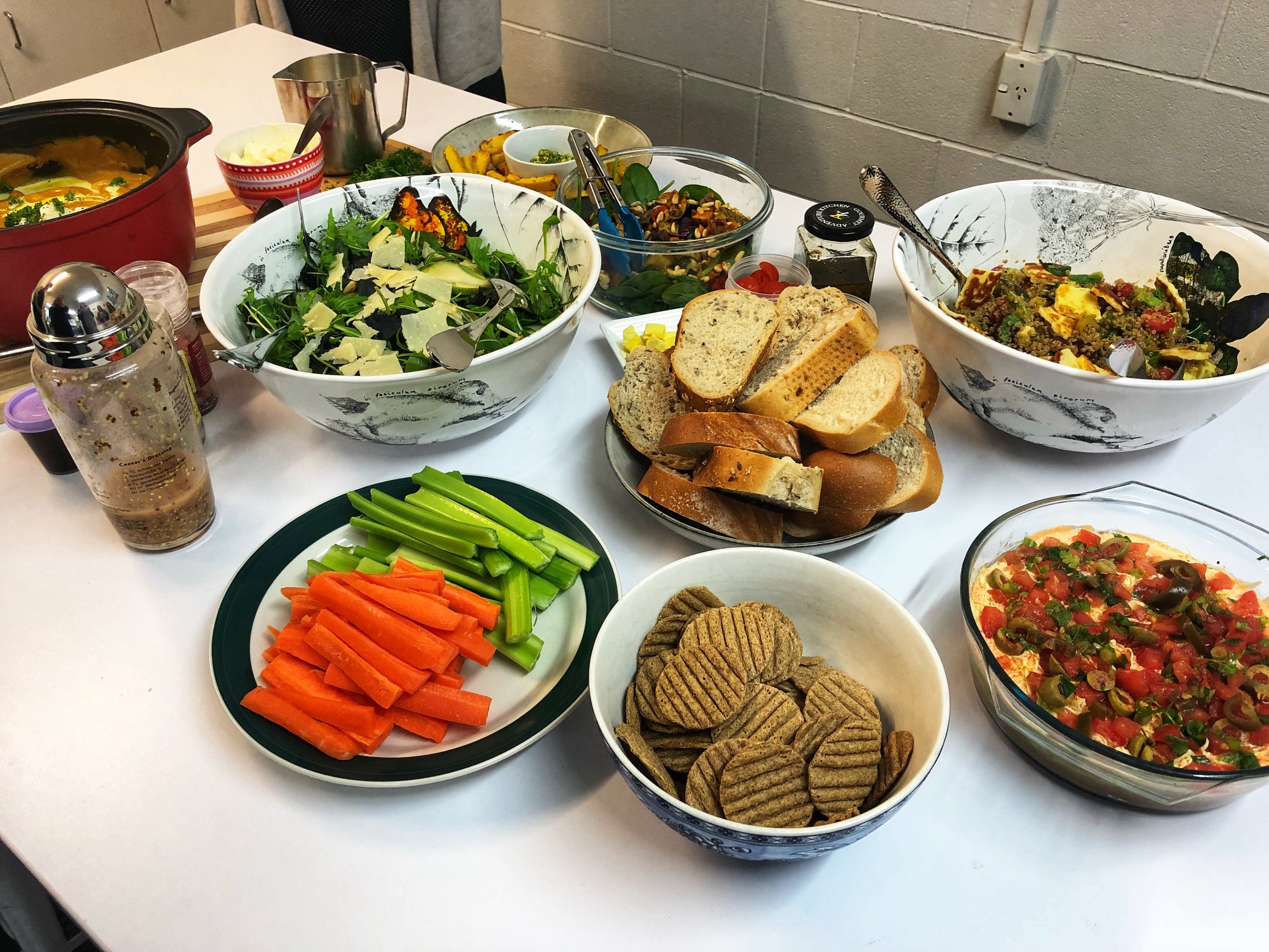 Shared healthy winter lunch