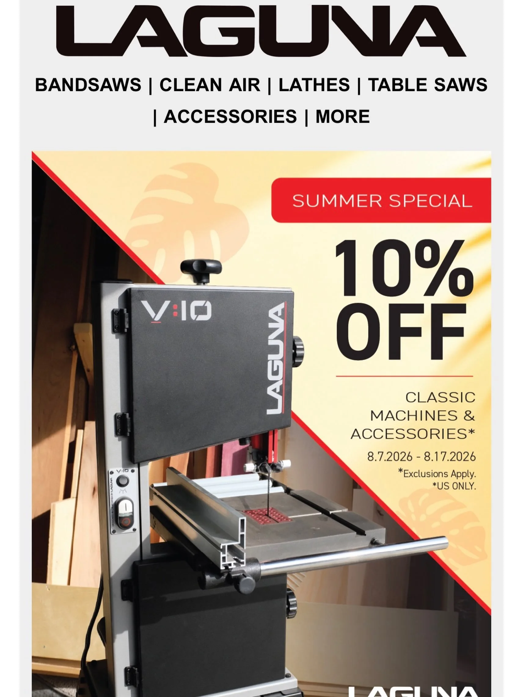 Starting TODAY-August 17th, @lagunatools is having a Summer Special. Save 10% on all Classic Machinery &amp; Accessories at &ldquo;Your Woodworking Supply Store&rdquo; @marksmachinery. 

Mark&rsquo;s Machinery 
2210 Towson Avenue
Ft. Smith, Ar 

Tue-