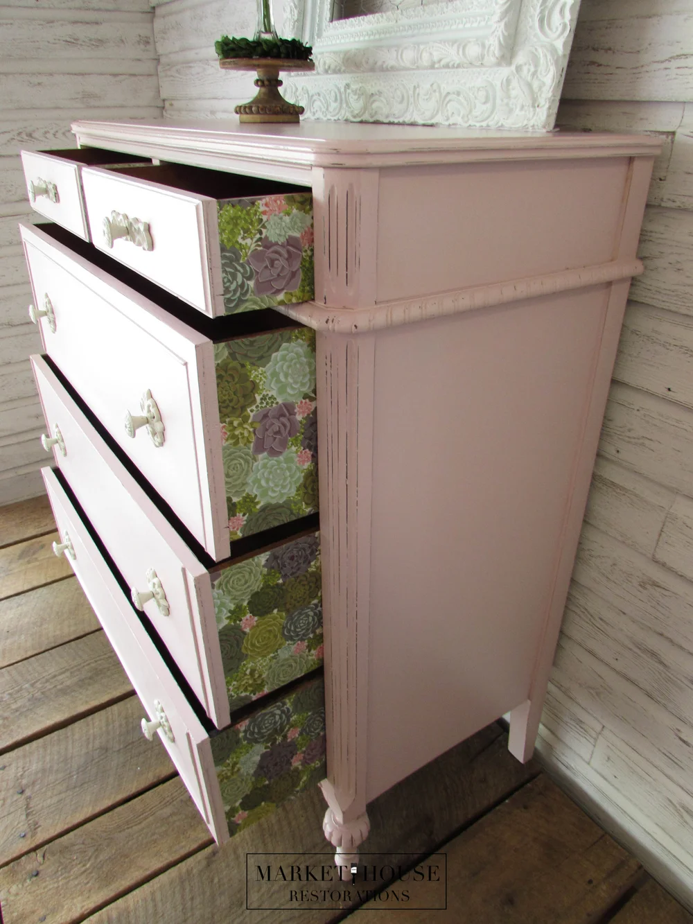 SOLD: Light Pink Antique Dresser — Market House Restorations