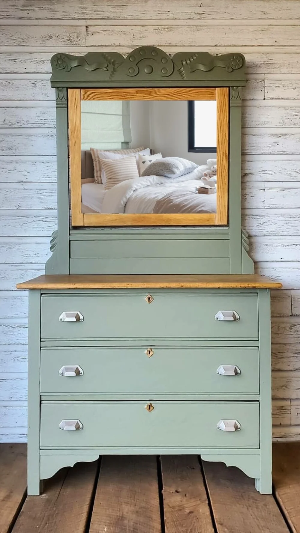 slim fit dress slacks Antique European Rustic Pine Seafoam Painted Dresser Chest of Drawers –  Sheptons Antiques main image 0