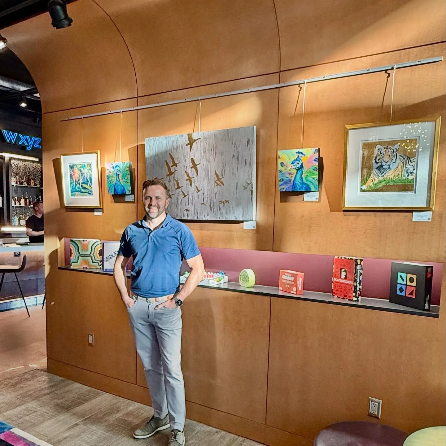 🍾 I&rsquo;m excited to invite you to my new exhibit opening this Thursday, September 11th. Join me at WXYZ Lounge (Aloft Greenville Downtown) from 5-7pm for the reception.
Good art, good drinks, good company. Perfect excuse to get out, see something