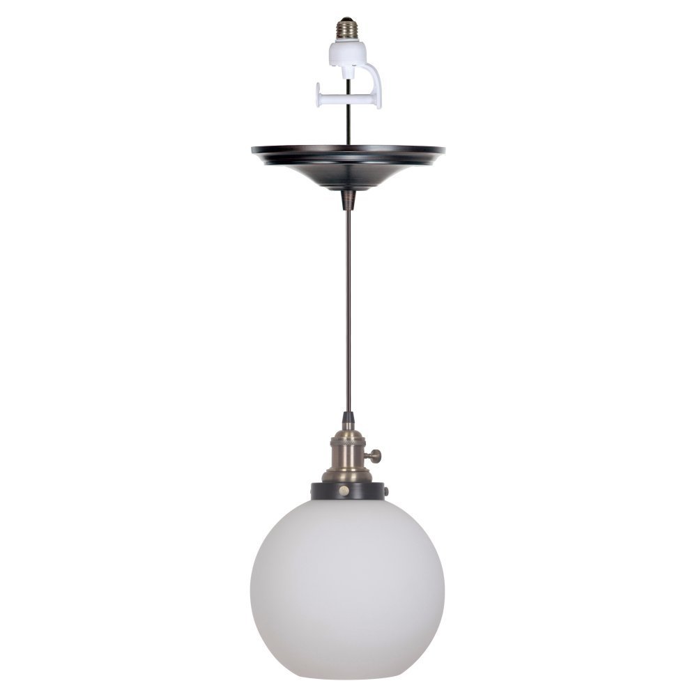 Pendant With Milky White Glass Globe Shade