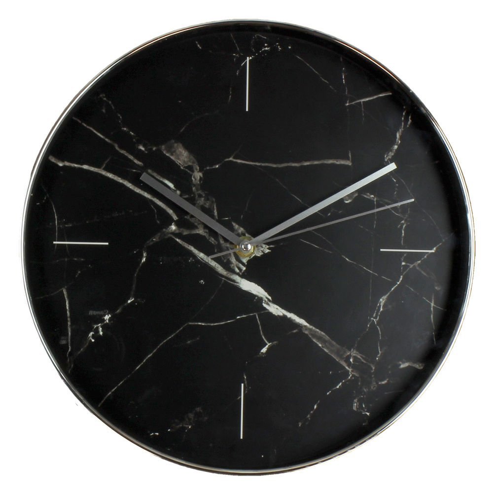 Stylish Black Marble Look Wall Clock by Haysom Interiors