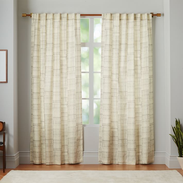 Etched Grid Curtains (Set of 2), Slate