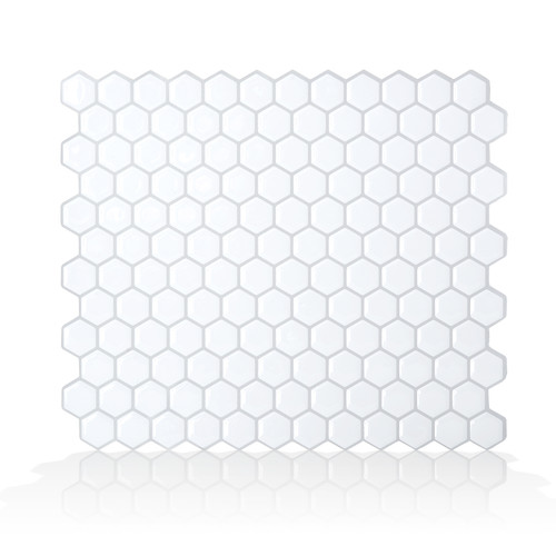 Mosaik Hexago 11.27" x 9.63" Peel & Stick Mosaic Tile in White