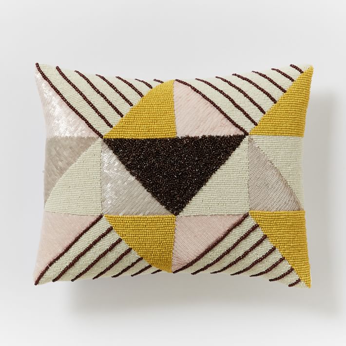 Beaded Triangle Prism Pillow Cover