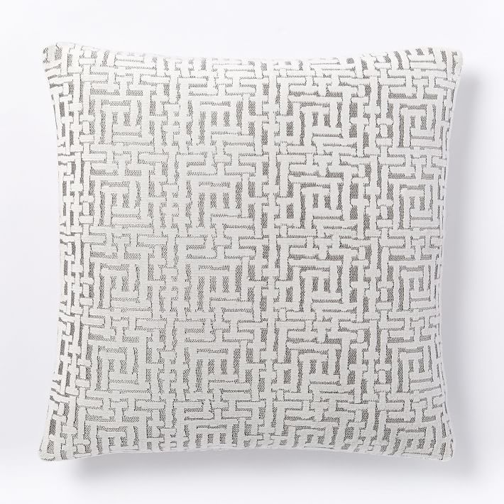 Stone White Allover Crosshatch Jacquard Velvet Pillow Cover