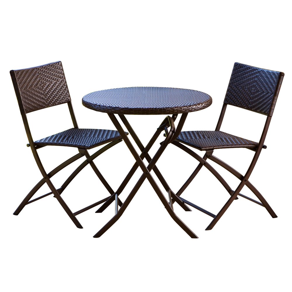 3 Piece Rattan Patio Bistro Set