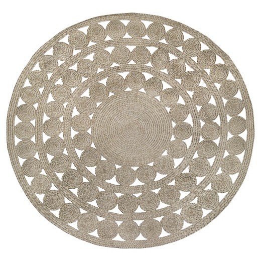 Ornate Natural Woven Round Outdoor Rug