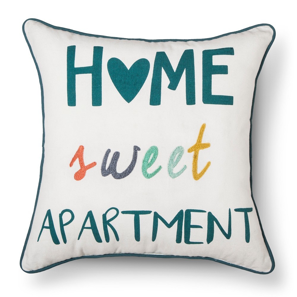 White Home Sweet Apartment Throw Pillow