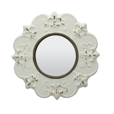 Traditional Worn Ceramic Distressed Wall Mirror