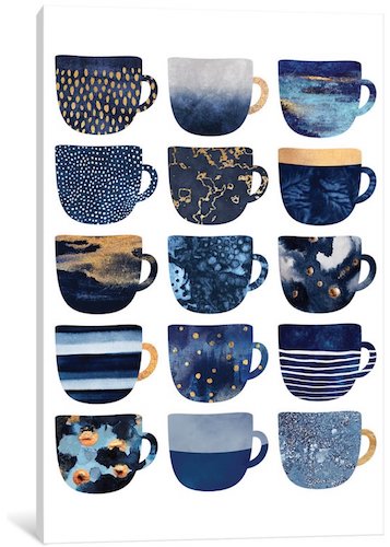 'Pretty Coffee Cups' Graphic Art Print on Canvas