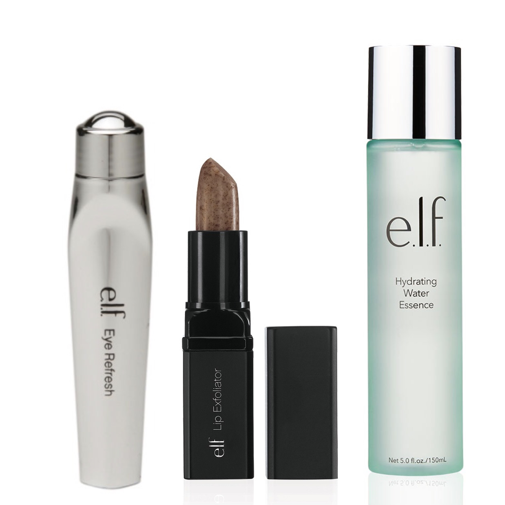 e.l.f. Skincare Products: Eye Refresh, Lip Exfoliator, Hydrating Water Essence