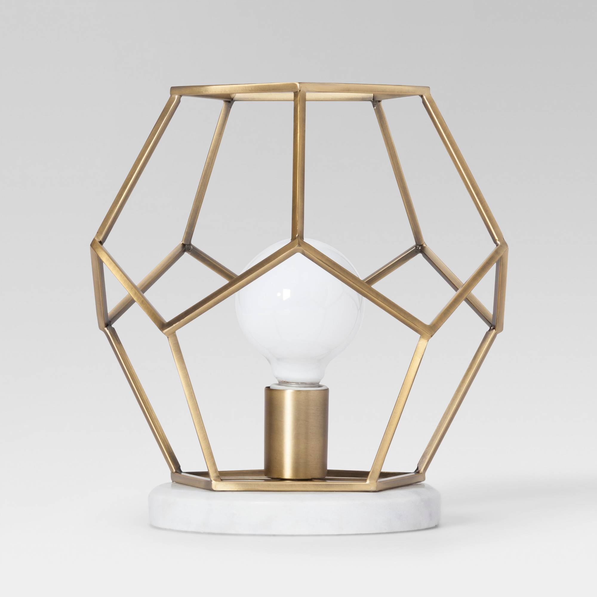 Geometric Brass with Marble Accent Lamp 