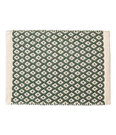 Natural White/Moss Green Jacquard-Weave Placemat