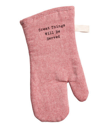 Red Oven Mitt with Text Motif
